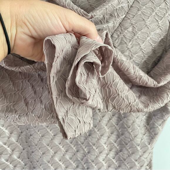 Reiss | Women’s Tatiana Beige & Gold Shimmer Dress Key Hole Scoop Cowl Neckline - Picture 8 of 15